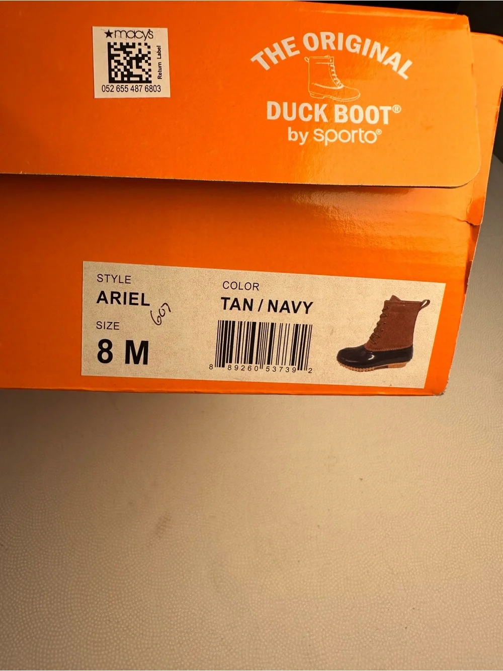 NWOT Sporto Ariel Women’s Size 8M Tan Navy Lace Up Duck Boots Plaid Lined